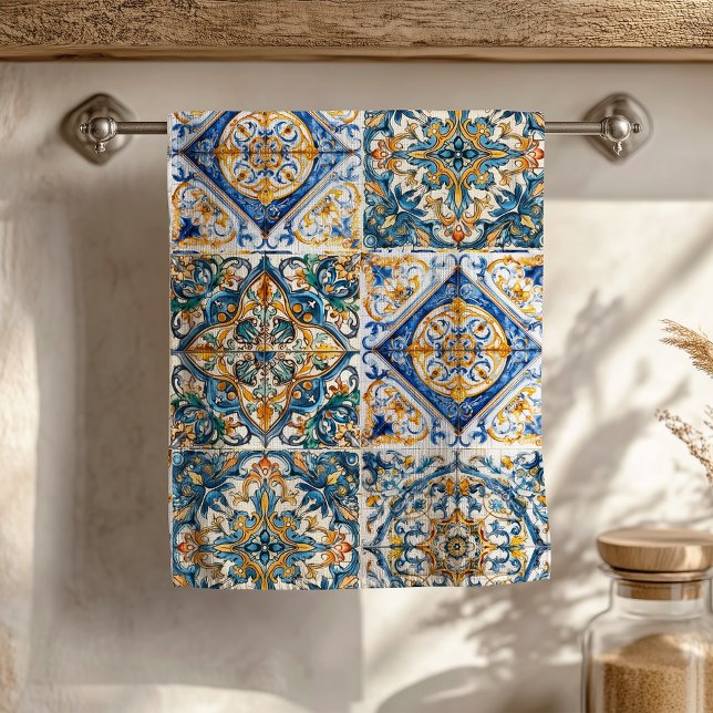 Positano Vintage Italy Tile Kökshandduk (Skapare uppladdad)