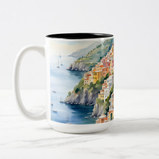 Positano: Watercolor Charm Italien'Amalfi Kusten Två-Tonad Mugg