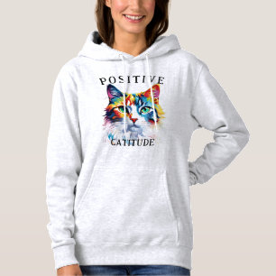 Positiv attityd Catitude Cat Ansikte Rainbow T Shirt