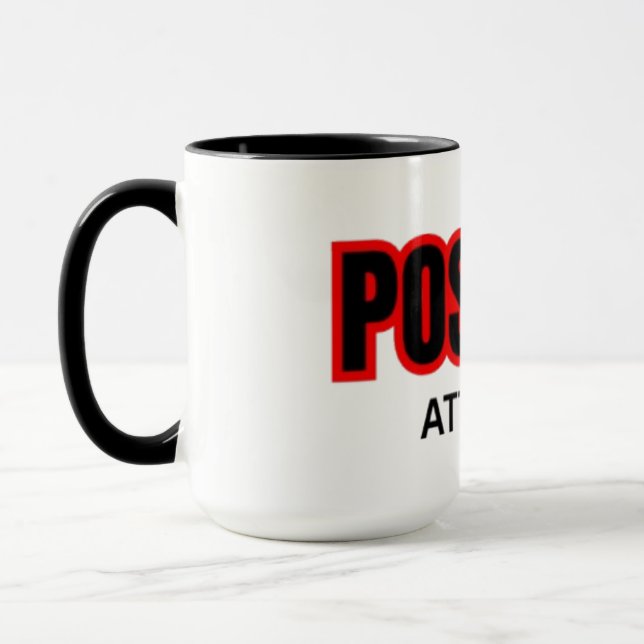 Positiv attityd Motiverande typografi T-shirt  Mugg (Vänster)