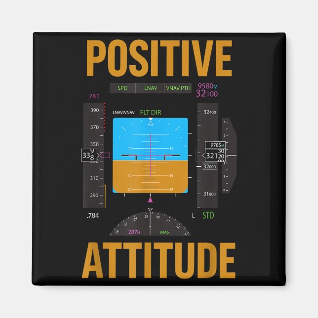 Positiv attityd rolig pilot flyg instrument  magnet (Framsidan)