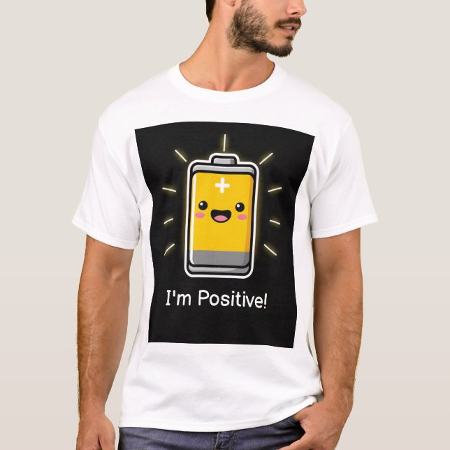 Positiv batteriingenjör humor teknikpresent t shirt (Framsida)