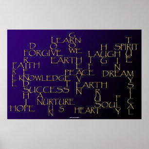 POSITIV BEKRÄFTELSE 3D Golden Text Poster