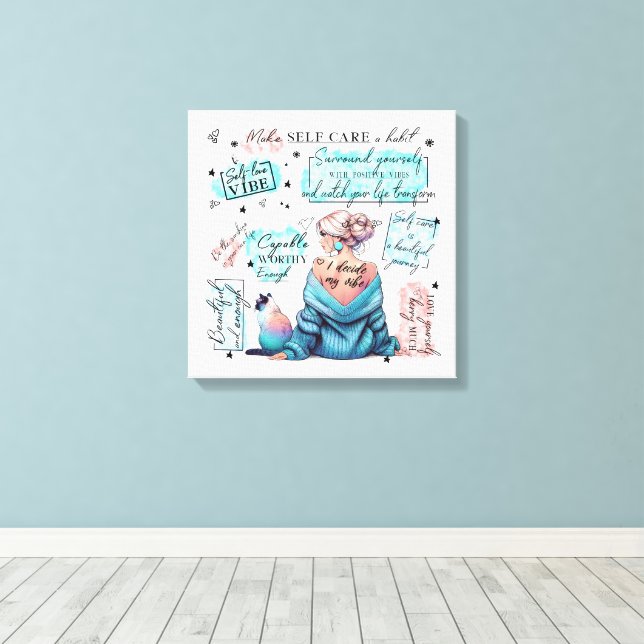 Positiv bekräftelse av kvinnans egenmakt canvastryck (Insitu (trägolv))