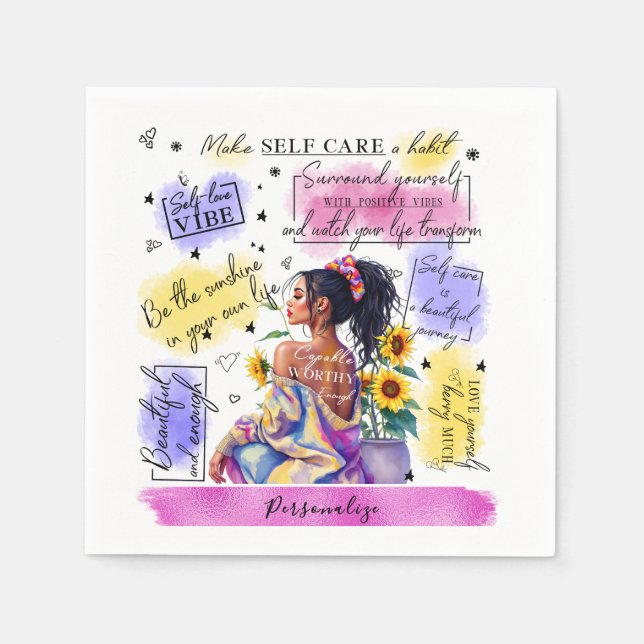 Positiv bekräftelse av kvinnans egenmakt pappersservett (Framsidan)