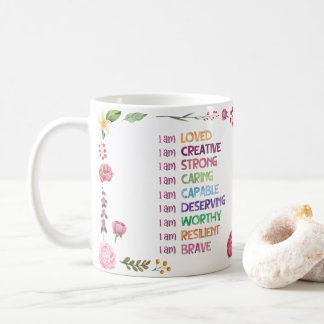 Positiv bekräftelse blommstil kaffemugg