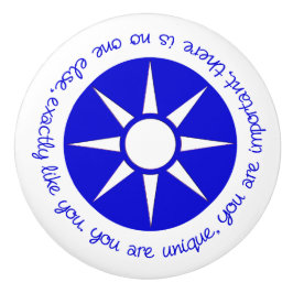 Positiv bekräftelse Du är unik blå Knopp