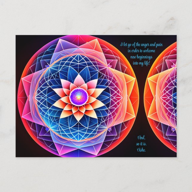 Positiv bekräftelse som släpper smärta och ilska vykort (Framsida)