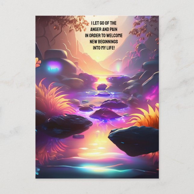 Positiv bekräftelse som släpper smärta och ilska vykort (Framsida)