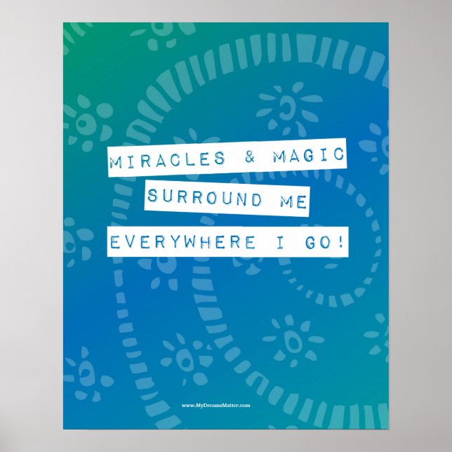 Positiv bekräftelsespegling och magiska överflöd poster (Framsidan)