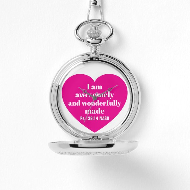 Positiv bibelvers bekräftelse rosa hjärta söt   armbandsur (Framsida)