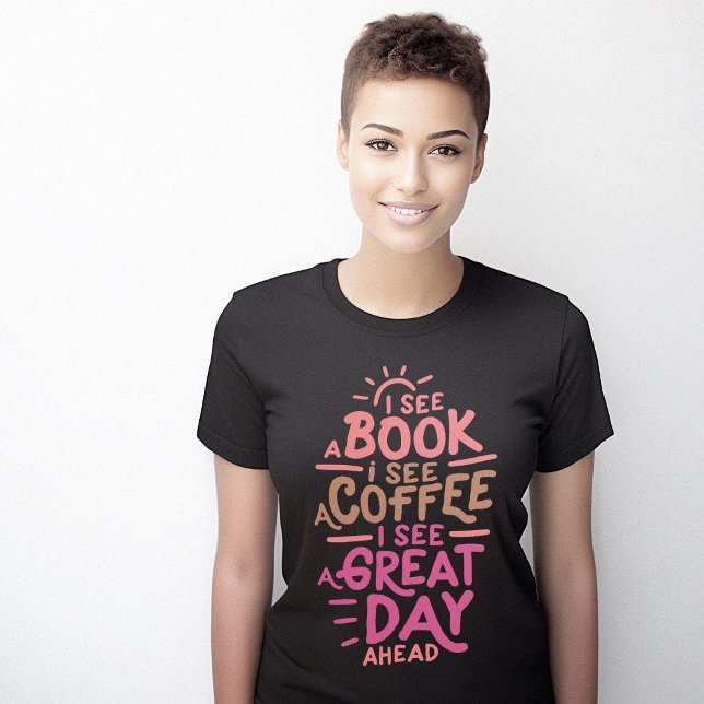 Positiv bokar-offert t shirt (Books Coffee Positive Quote T-Shirt)