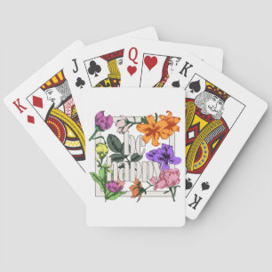 Positiv citat BE Lycklig och trädgårdsblommor Casinokort
