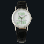 Positiv Grönt Rörelsecitat för röstfråga Armbandsur<br><div class="desc">Positiv Grönt Rörelsecitat för röstfråga</div>