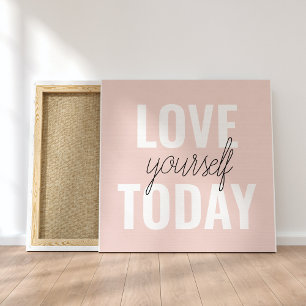 Positiv Kärlek-själv i dag Pastel Rosa-offert Canvastryck