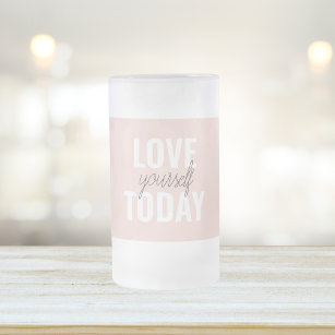 Positiv Kärlek-själv i dag Pastel Rosa-offert Frostat Ölglas