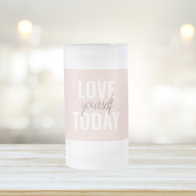 Positiv Kärlek-själv i dag Pastel Rosa-offert Frostat Ölglas (Skapare uppladdad)
