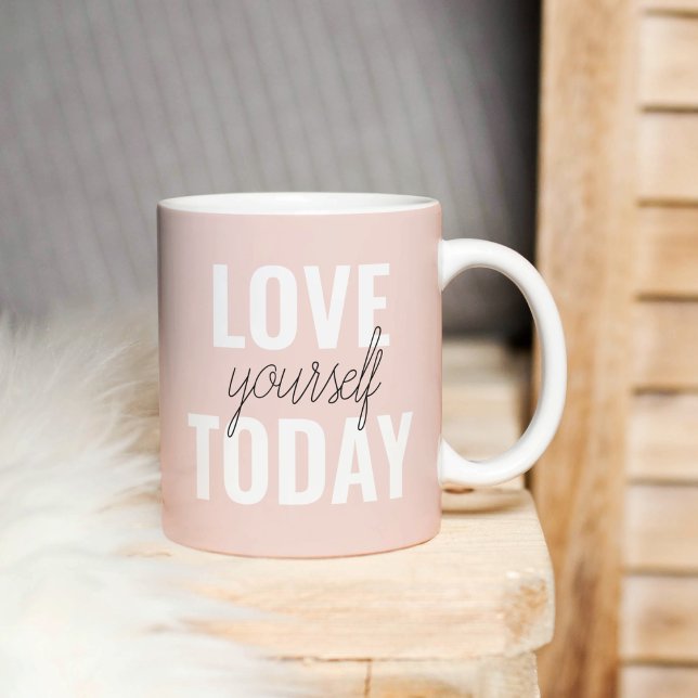 Positiv Kärlek-själv i dag Pastel Rosa-offert Kaffemugg (Skapare uppladdad)