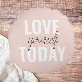 Positiv Kärlek-själv i dag Pastel Rosa-offert Rund Kudde