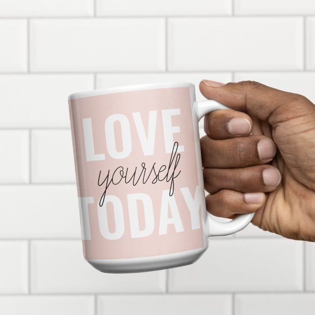 Positiv Kärlek-själv i dag Pastel Rosa-offert Två-Tonad Mugg (Skapare uppladdad)