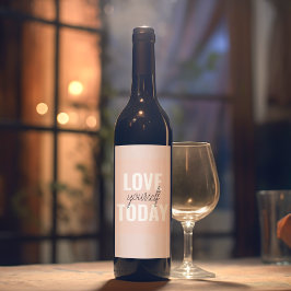 Positiv Kärlek-själv i dag Pastel Rosa-offert Vinflaska Etikett