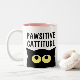 Positiv kattattityd rolig katt tecknad kaffemugg