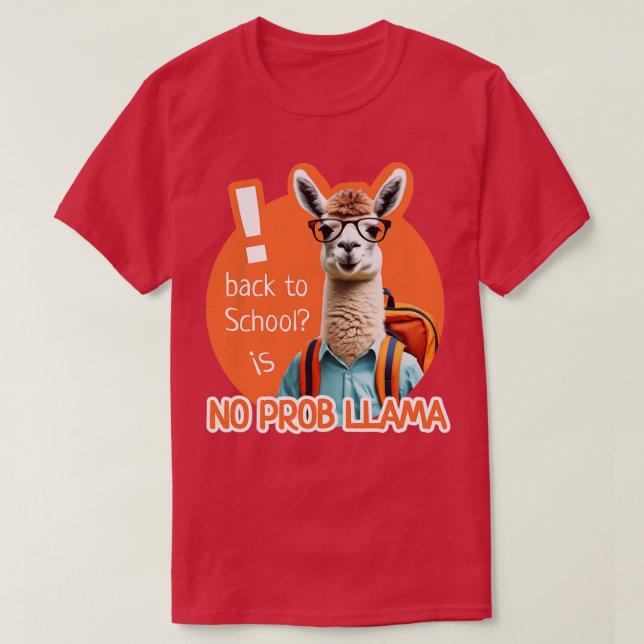Positiv lama med glasögon och ryggsäck i skolan t shirt (Design framsida)