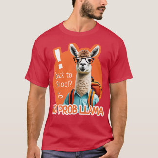 Positiv lama med glasögon och ryggsäck i skolan t shirt