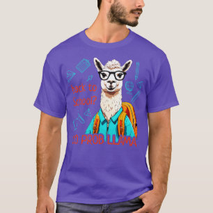 Positiv lama med glasögon och ryggsäck i skolan t shirt