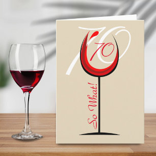 Positiv modern röd vin glas 70-årsdag kort