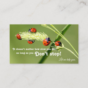 Positiv motiveringscitat med små ladybugs visitkort