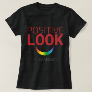 Positiv Ögon Smile Rainbow Red GAY HGBT Namn T Shirt