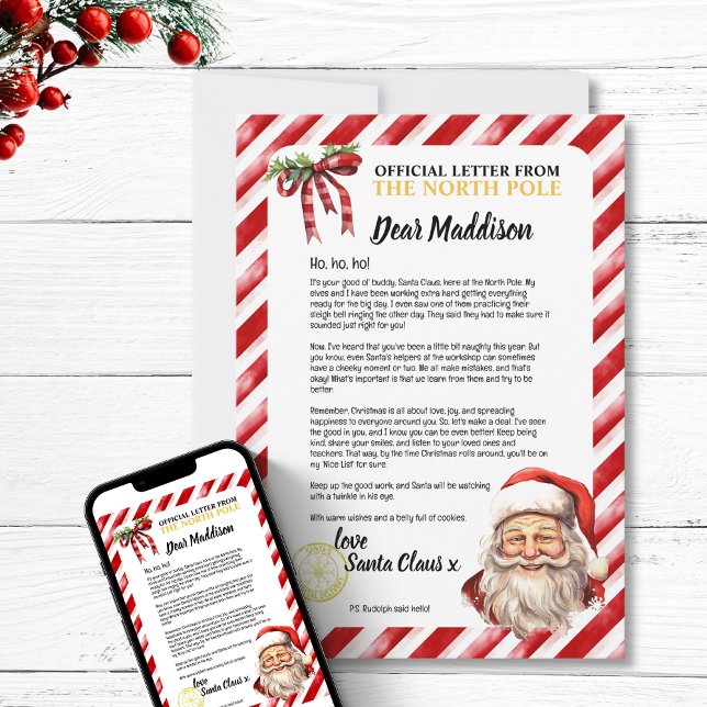 Positiv Personlig Naughty Brev från Santa Inbjudningar (Positive Personalized Naughty Letter To Santa  magic north pole  workshop for kids children vintage)