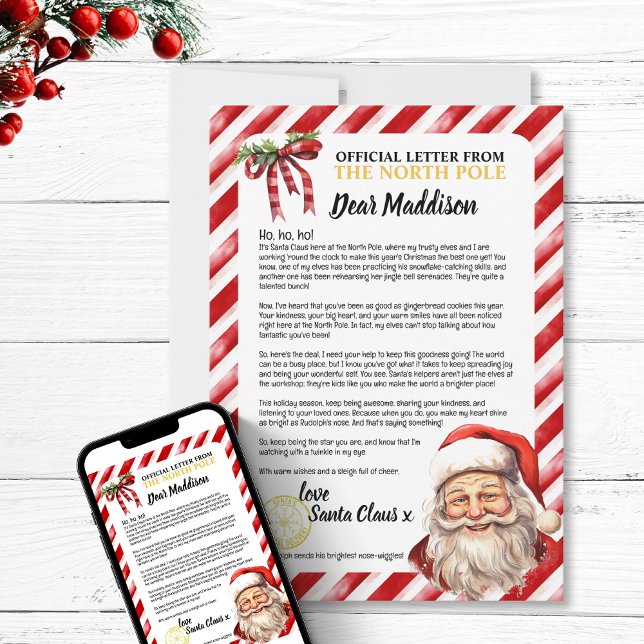 Positiv Personlig Trevlig Bokstav Till Tomtebarn K Julkort (Personalized Nice Kid Letter To Santa Fun  Holiday festive north pole positive encouragement magic)
