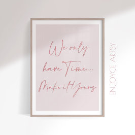 Positiv rosa, citattyp, typografi, feminin väggdek poster