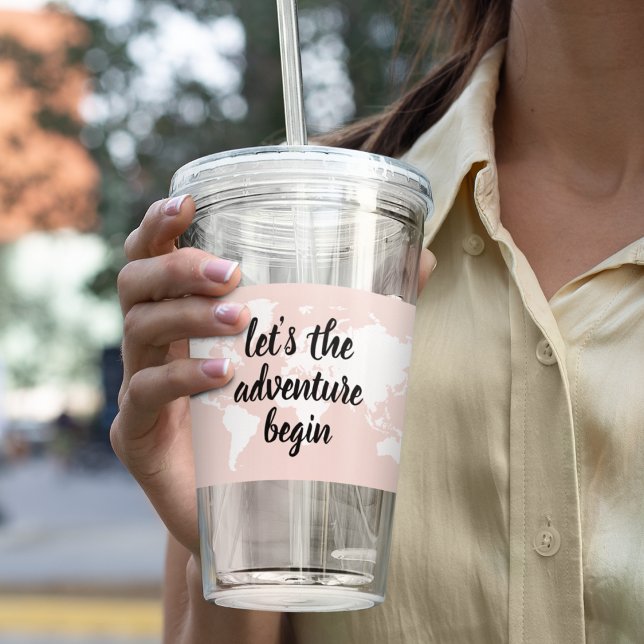 Positiv Rosa Låt oss att världskartan Äventyr börj Take Away Mugg (Skapare uppladdad)