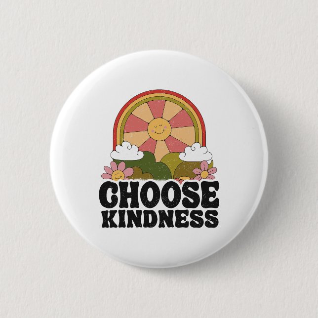 Positiv Sol Peace Hippie Retro Välj indness Ea Knapp (Framsida)