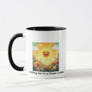 Positiv Solskenskonst – Ljus Glad Sol Och Blomma Mugg