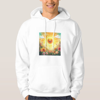 Positiv Solskenskonst – Ljust Glad Sol Och Blomma Hoodie