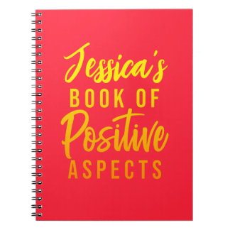 Positiva aspekter på Namn Red Gult Gratitude Anteckningsbok