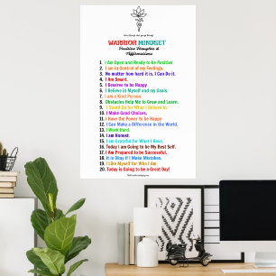 Positiva bekräftelser för Warrior Mindset Poster