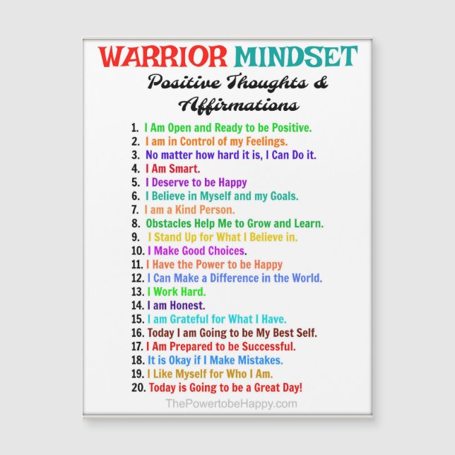 Positiva bekräftelser Magnet - Warrior Mindset (Framsida)