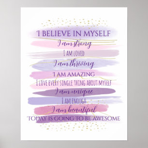 Positiva bekräftelser på vattenfärg poster