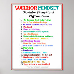 Positiva bekräftelser Poster - Warrior Mindset