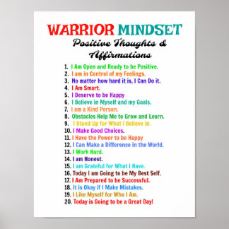 Positiva bekräftelser Poster - Warrior Mindset