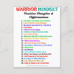 Positiva bekräftelser Poster - Warrior Mindset Vykort