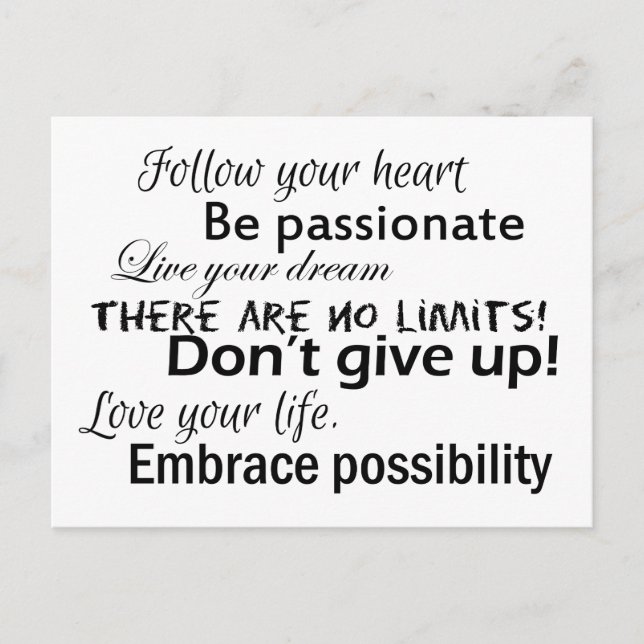 Positiva bekräftelser vykort (Framsida)