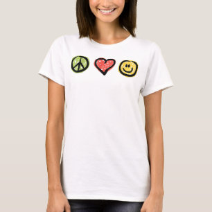 Positiva budskapssymboler för freden i Kärlek T Shirt