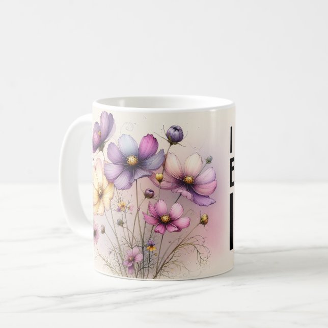 Positiva Citat Blommig Mugg (Framsida vänster)