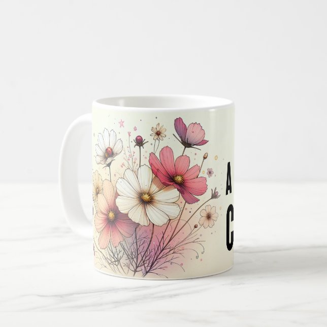 Positiva Citat Blommig Mugg (Framsida vänster)